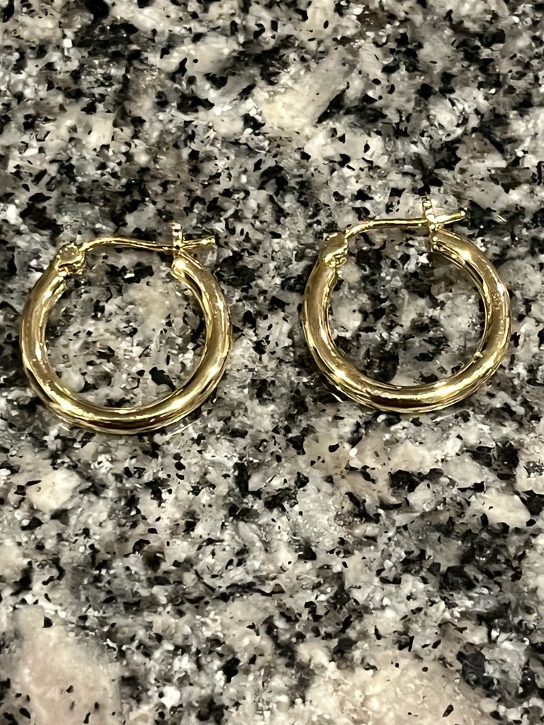 14k Gold Hoop Earrings Approx 1/2 Inch - Classic Womens Jewelry